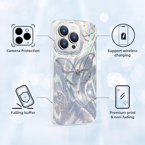 ZORBES® Case for iPhone 16 Pro Max Glittering Silver Butterfly Graphic Soft Slim Shockproof TPU Protection Back Cover for Women Girls 2PCS ZORBES® Case for iPhone 16 Pro Max Glittering Silver Butterfly Graphic Soft Slim Shockproof TPU Protection Back Cover for Women Girls 2PCS